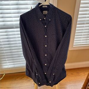 J. Crew Dark Blue Geometric Button Down Shirt
